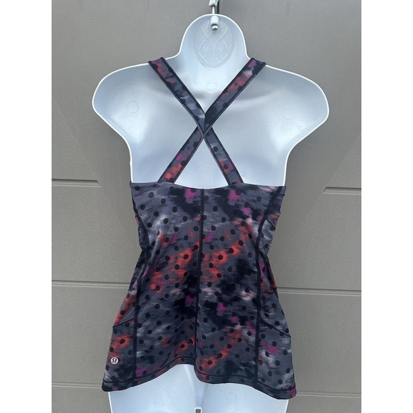 Lululemon Kanto Catch Me Tank Top Polka Dot Size 4 Windy Blooms Regal Plum Soft - Picture 8 of 10